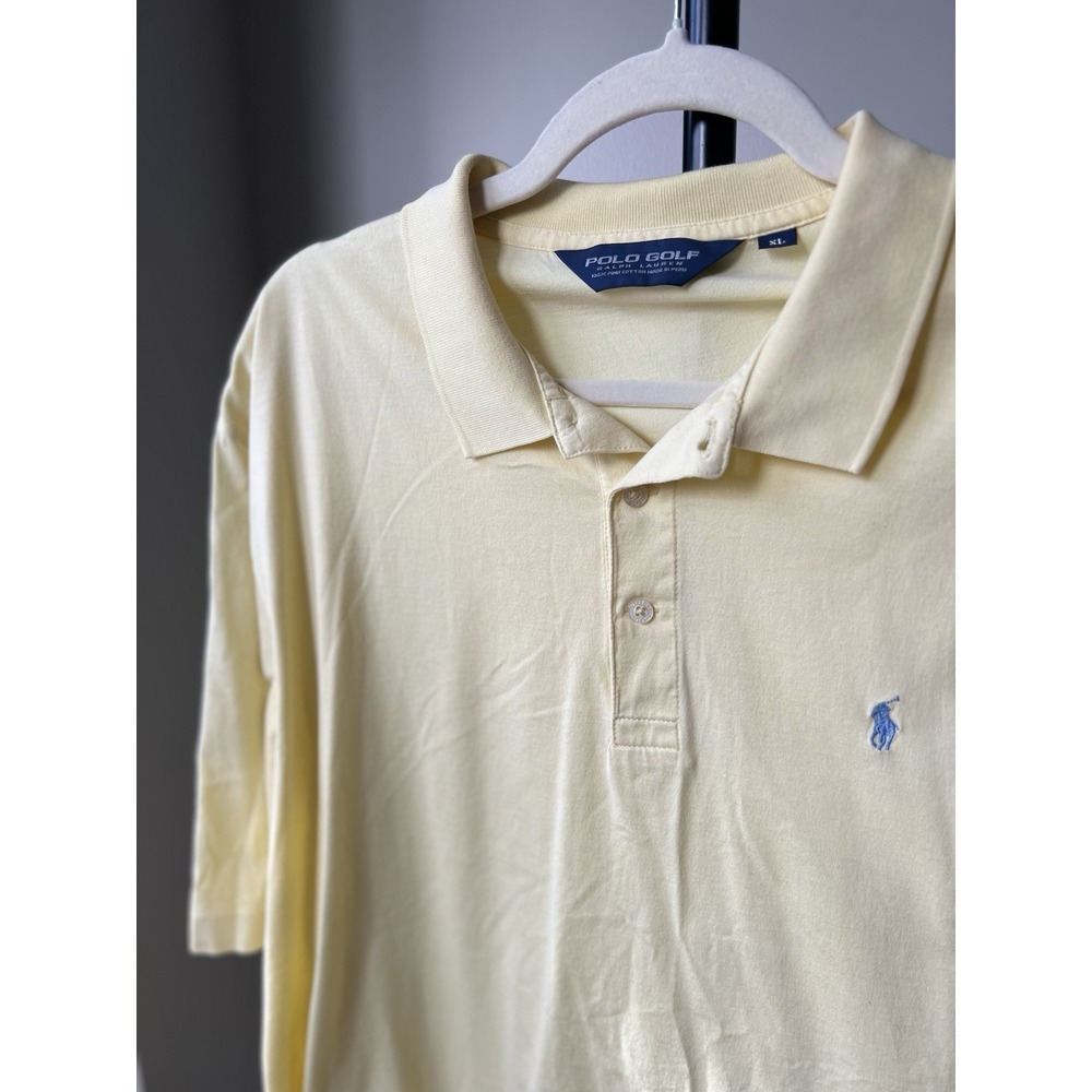 Pale Yellow With Baby Blue Pony Polo Ralph Lauren Men's Golf Shirt XL